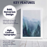 Misty Blue Watercolour Woodland Forest Landscape Canvas Wall Art Print Decor Picture Ready to Hang