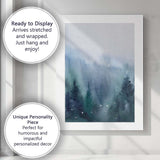 Misty Blue Watercolour Woodland Forest Landscape Canvas Wall Art Print Decor Picture Ready to Hang