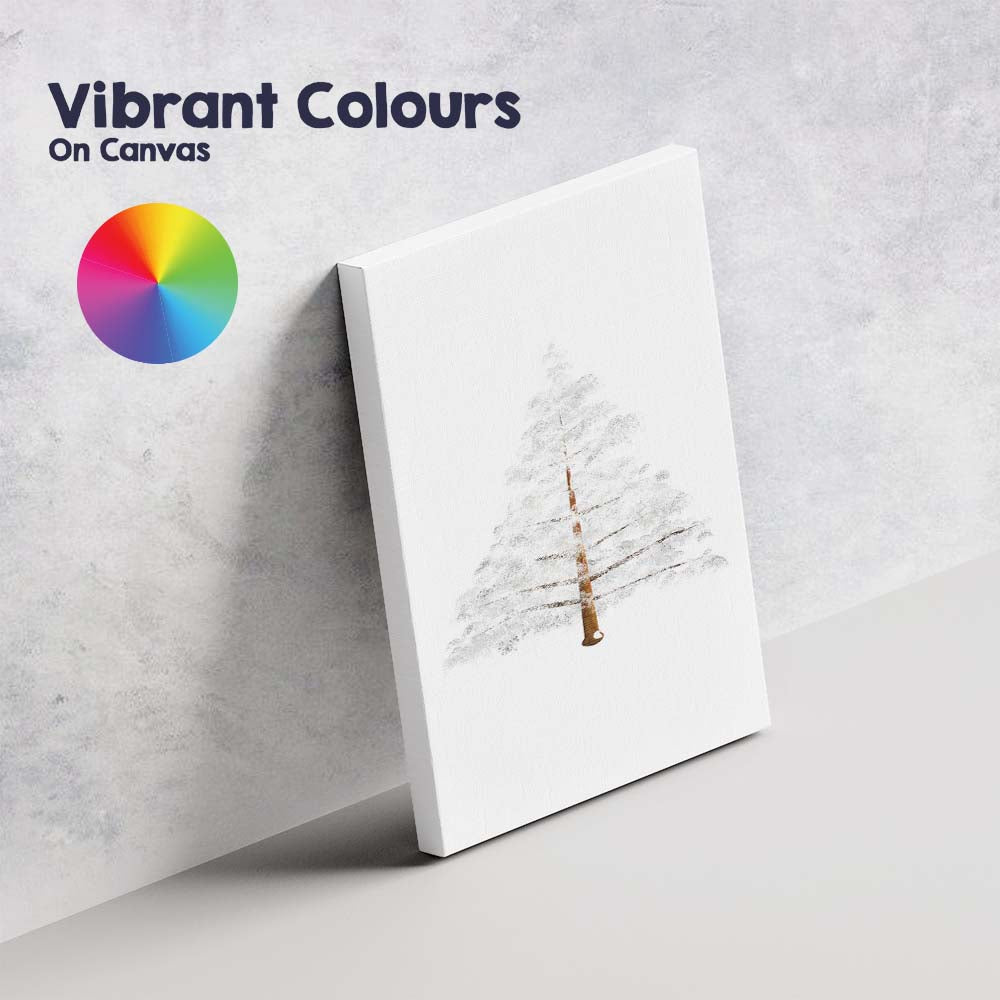 Minimalist Snow Covered Christmas Pine Tree Watercolour Canvas Wall Art Print Decor Picture Ready to Hang