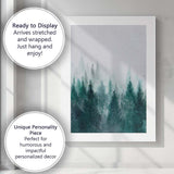 Misty Evergreen Pine Forest Watercolour Winter Landscape Canvas Wall Art Print Decor Picture Ready to Hang