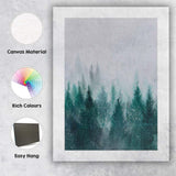 Misty Evergreen Pine Forest Watercolour Winter Landscape Canvas Wall Art Print Decor Picture Ready to Hang
