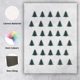 Minimalist Dark Green Christmas Tree Repeat Pattern Canvas Wall Art Print Decor Picture Ready to Hang