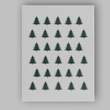 Minimalist Dark Green Christmas Tree Repeat Pattern Canvas Wall Art Print Decor Picture Ready to Hang