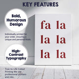 Scandinavian Fa La La Christmas Typography Print Canvas Wall Art Print Decor Picture Ready to Hang