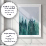 Abstract Misty Evergreen Forest Watercolour Landscape Canvas Wall Art Print Decor Picture Ready to Hang