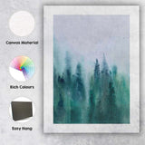 Abstract Misty Evergreen Forest Watercolour Landscape Canvas Wall Art Print Decor Picture Ready to Hang