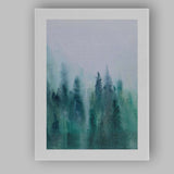 Abstract Misty Evergreen Forest Watercolour Landscape Canvas Wall Art Print Decor Picture Ready to Hang