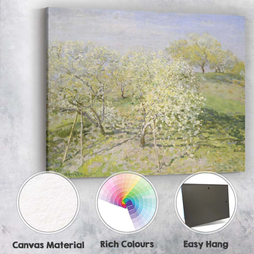 Soft Spring Blossom Orchard Landscape Impressionist Canvas Wall Art Print Decor Picture Ready to Hang