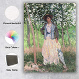 Impressionist Lady In Woodland Garden With Parasol Canvas Wall Art Print Decor Picture Ready to Hang