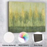 Abstract Misty Forest Trees with Gold Accents Contemporary Canvas Wall Art Print Decor Picture Ready to Hang