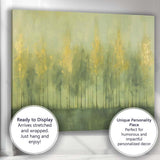 Abstract Misty Forest Trees with Gold Accents Contemporary Canvas Wall Art Print Decor Picture Ready to Hang
