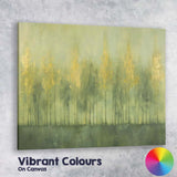 Abstract Misty Forest Trees with Gold Accents Contemporary Canvas Wall Art Print Decor Picture Ready to Hang