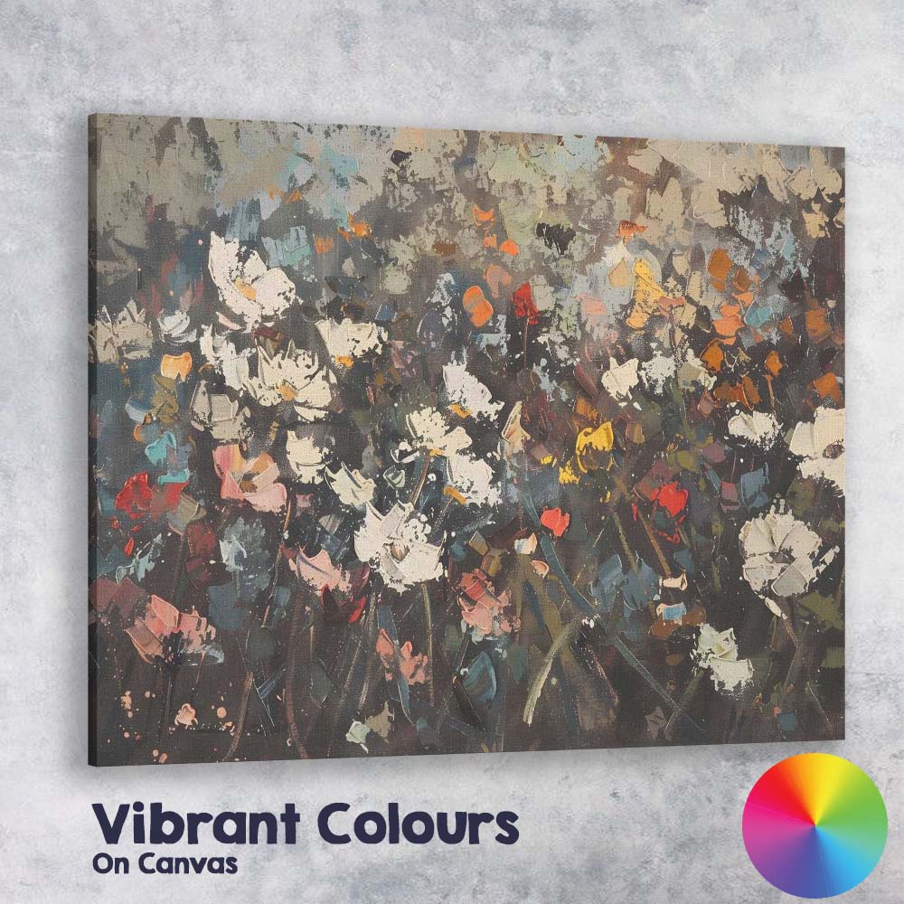Expressive Abstract Floral Field Textured Painting Canvas Wall Art Print Decor Picture Ready to Hang