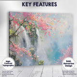 Dreamy Cherry Blossom Waterfall Landscape Painting Canvas Wall Art Print Decor Picture Ready to Hang