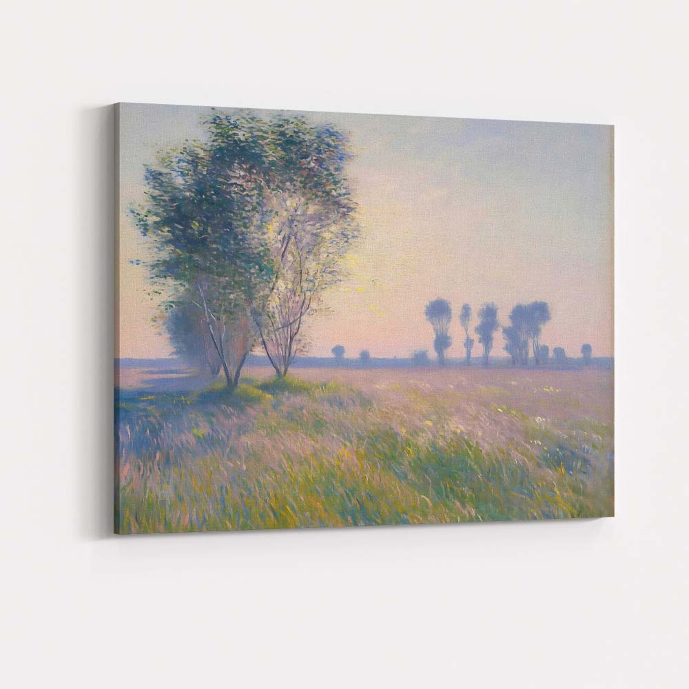 Pastel Meadow Trees At Sunrise Impressionist Landscape Canvas Wall Art Print Decor Picture Ready to Hang