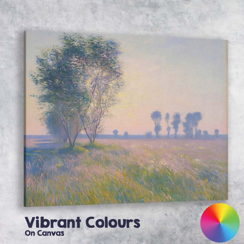 Pastel Meadow Trees At Sunrise Impressionist Landscape Canvas Wall Art Print Decor Picture Ready to Hang