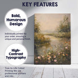 Serene Waterside Wildflower Meadow Atmospheric Landscape Canvas Wall Art Print Decor Picture Ready to Hang