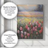 Pastel Tulip Meadow Sunrise Landscape Canvas Wall Art Print Decor Picture Ready to Hang
