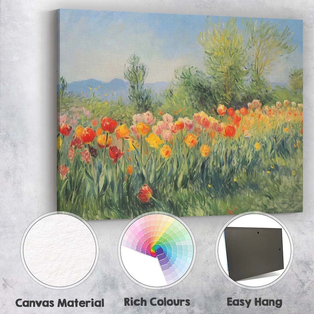 Vibrant Wildflower Meadow With Orange Blooms Canvas Wall Art Print Decor Picture Ready to Hang