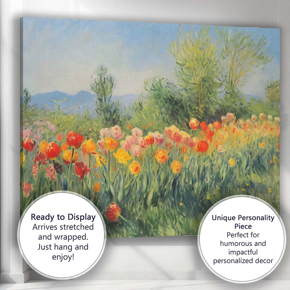 Vibrant Wildflower Meadow With Orange Blooms Canvas Wall Art Print Decor Picture Ready to Hang