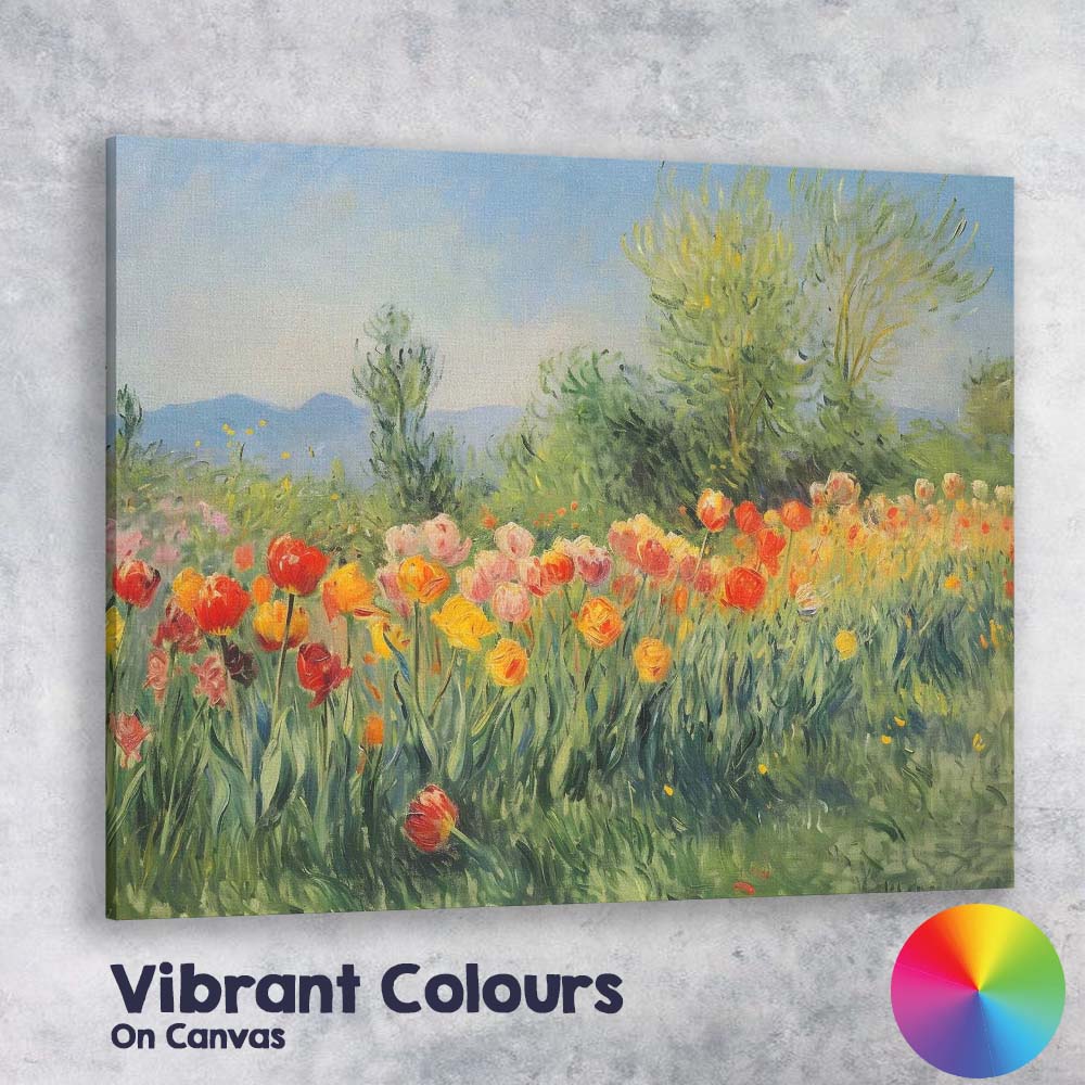 Vibrant Wildflower Meadow With Orange Blooms Canvas Wall Art Print Decor Picture Ready to Hang
