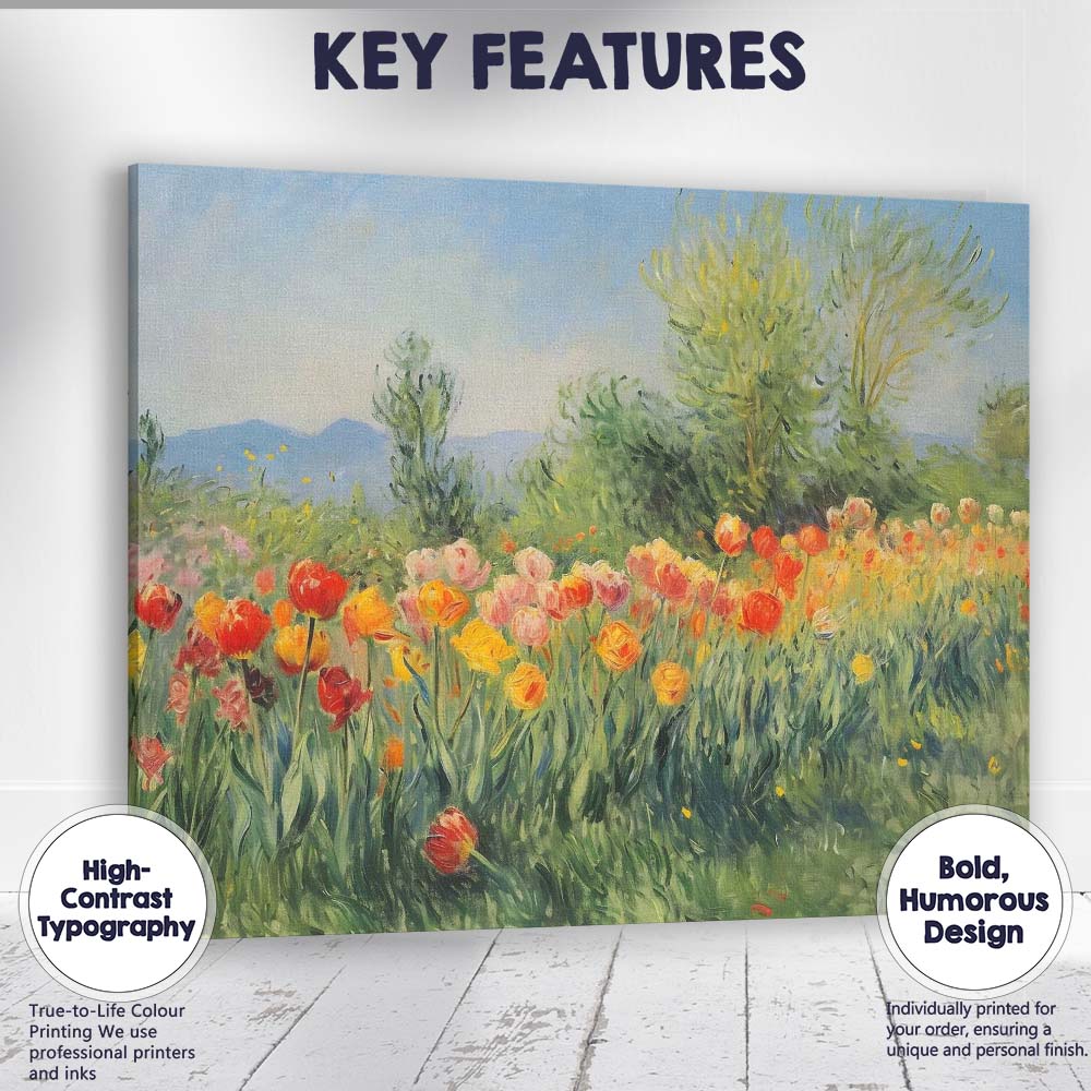 Vibrant Wildflower Meadow With Orange Blooms Canvas Wall Art Print Decor Picture Ready to Hang
