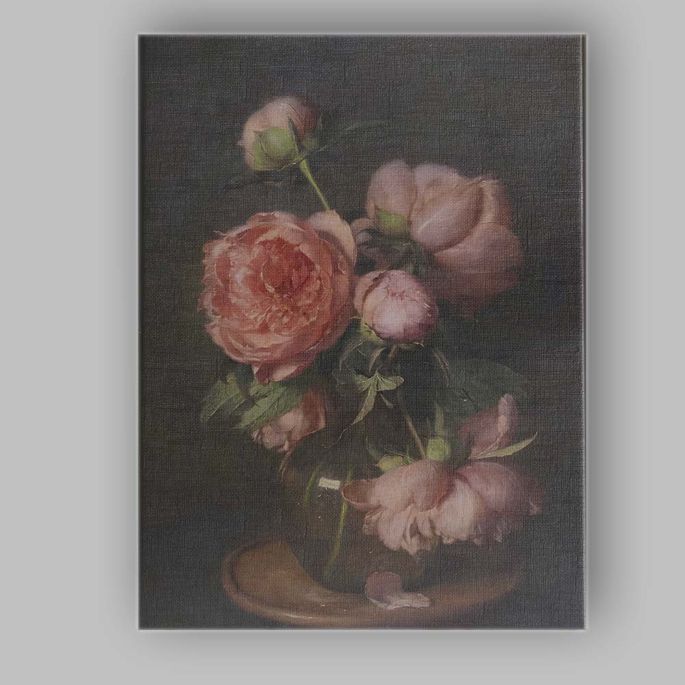 Elegant Pink Peony Still Life Floral Painting Canvas Wall Art Print Decor Picture Ready to Hang