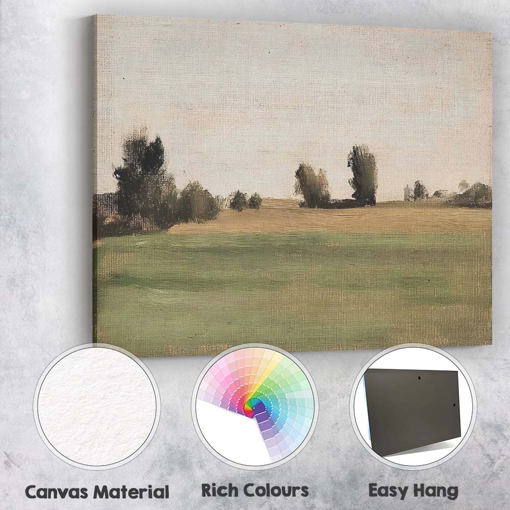 Minimalist Rustic Countryside Field Landscape Canvas Wall Art Print Decor Picture Ready to Hang