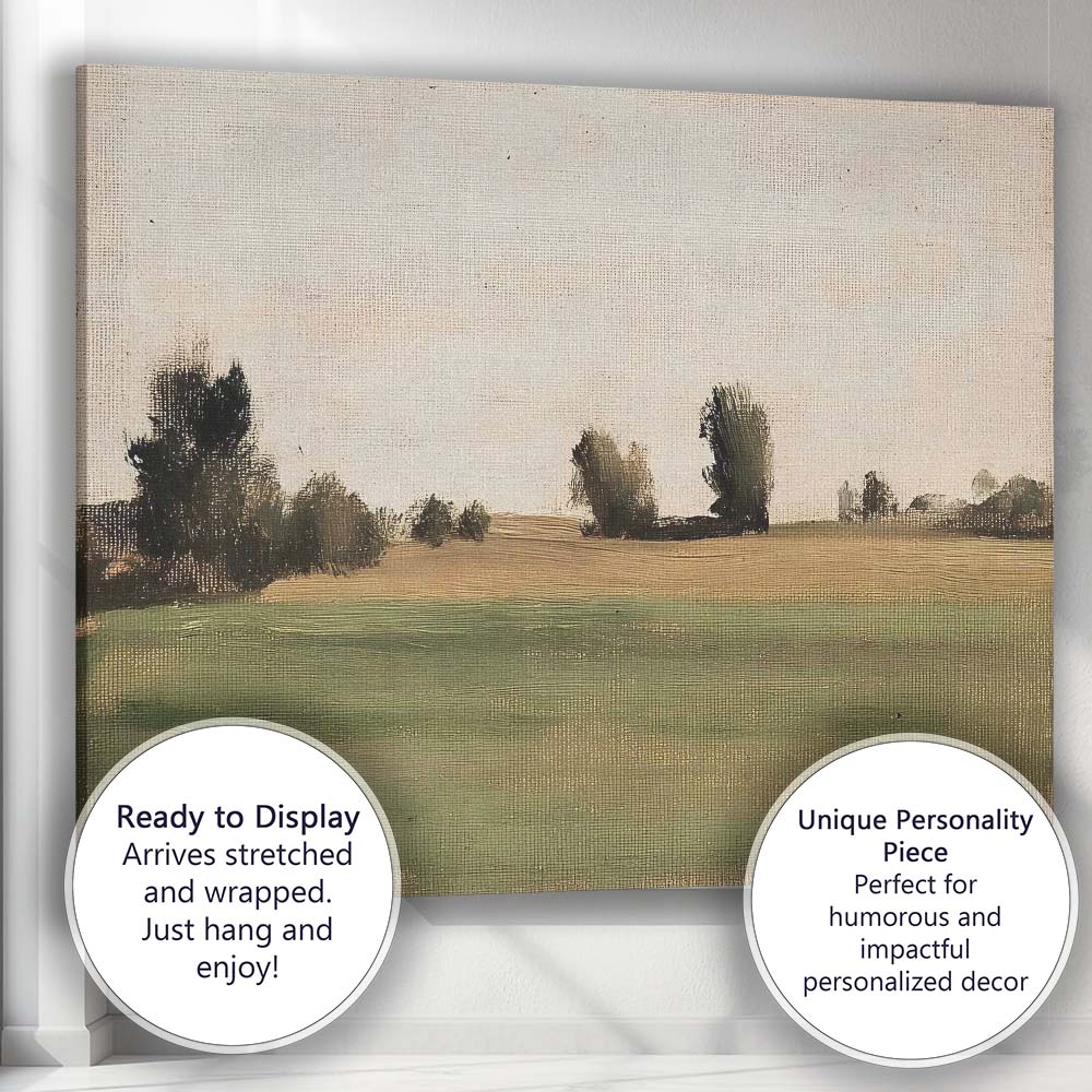 Minimalist Rustic Countryside Field Landscape Canvas Wall Art Print Decor Picture Ready to Hang