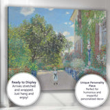 Impressionist Courtyard Garden With Figures And Flowers Canvas Wall Art Print Decor Picture Ready to Hang