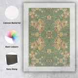 Art Nouveau Peony Floral Repeat Pattern Sage Green Canvas Wall Art Print Decor Picture Ready to Hang