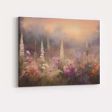 Dreamy Wildflower Meadow Misty Sunset Landscape Canvas Wall Art Print Decor Picture Ready to Hang