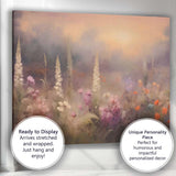 Dreamy Wildflower Meadow Misty Sunset Landscape Canvas Wall Art Print Decor Picture Ready to Hang