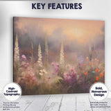 Dreamy Wildflower Meadow Misty Sunset Landscape Canvas Wall Art Print Decor Picture Ready to Hang