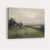 Soft Green Countryside Landscape Impressionist Meadow Scene Canvas Wall Art Print Decor Picture Ready to Hang