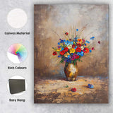 Colourful Wildflower Bouquet Still Life Painting Canvas Wall Art Print Decor Picture Ready to Hang