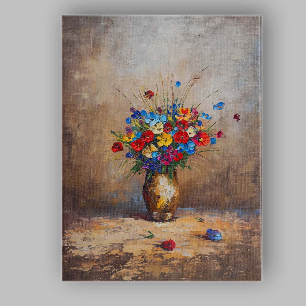 Colourful Wildflower Bouquet Still Life Painting Canvas Wall Art Print Decor Picture Ready to Hang