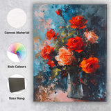 Bold Red Rose Floral Abstract Expressionist Painting Canvas Wall Art Print Decor Picture Ready to Hang