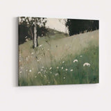 Delicate Wildflower Meadow Birch Tree Minimalist Landscape Canvas Wall Art Print Decor Picture Ready to Hang