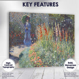 Impressionist Garden Lady With Parasol Colourful Flower Border Canvas Wall Art Print Decor Picture Ready to Hang
