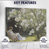Sunlit White Blossom Tree Garden Woman Reading Impressionist Canvas Wall Art Print Decor Picture Ready to Hang
