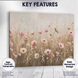 Soft Pink Poppy Wildflower Meadow Textured Floral Painting Canvas Wall Art Print Decor Picture Ready to Hang
