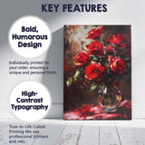 Rich Red Rose Bouquet Floral Still Life Oil Painting Canvas Wall Art Print Decor Picture Ready to Hang