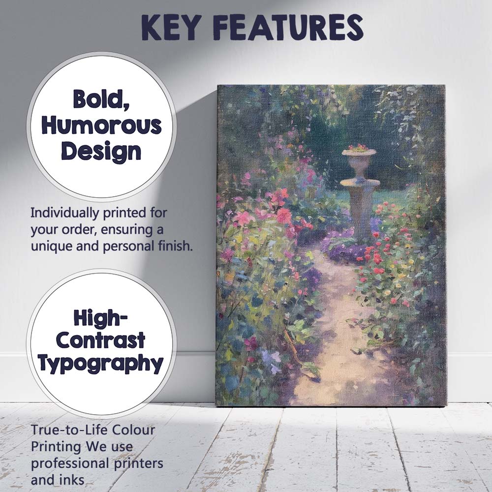 Enchanting Secret Garden Path Floral Urn Impressionist Canvas Wall Art Print Decor Picture Ready to Hang