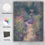 Enchanting Secret Garden Path Floral Urn Impressionist Canvas Wall Art Print Decor Picture Ready to Hang