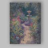 Enchanting Secret Garden Path Floral Urn Impressionist Canvas Wall Art Print Decor Picture Ready to Hang