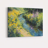 Colourful Wildflower Stream Summer Garden Landscape Canvas Wall Art Print Decor Picture Ready to Hang