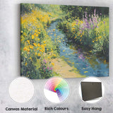 Colourful Wildflower Stream Summer Garden Landscape Canvas Wall Art Print Decor Picture Ready to Hang