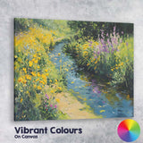 Colourful Wildflower Stream Summer Garden Landscape Canvas Wall Art Print Decor Picture Ready to Hang