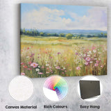 Pastel Wildflower Meadow Panoramic Countryside Landscape Canvas Wall Art Print Decor Picture Ready to Hang
